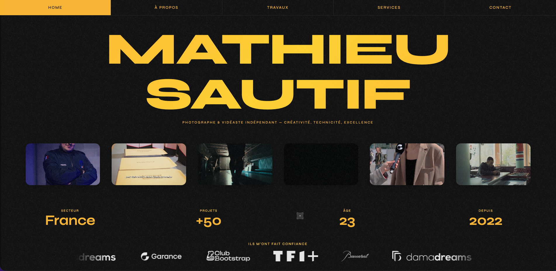 Création d’un portfolio dynamique pour un photographe & vidéaste 